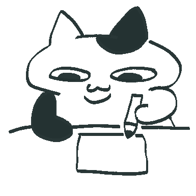 頑張って絵を描くねこのイラスト